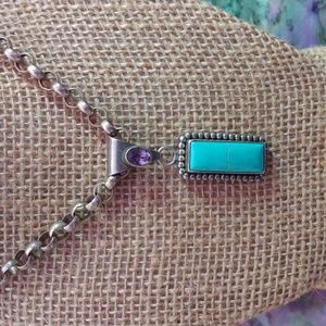 Paul Livingston Sterling, turquoise and alexandrite pendant necklace, heavy chai